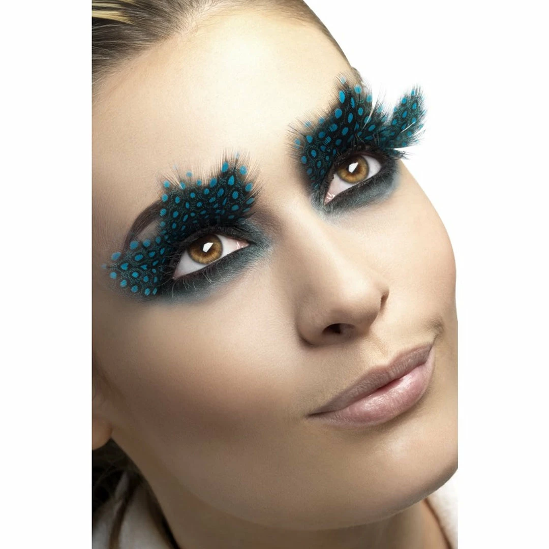 Smiffy's Fever False Eyelashes - Aqua Dot Large Feathered