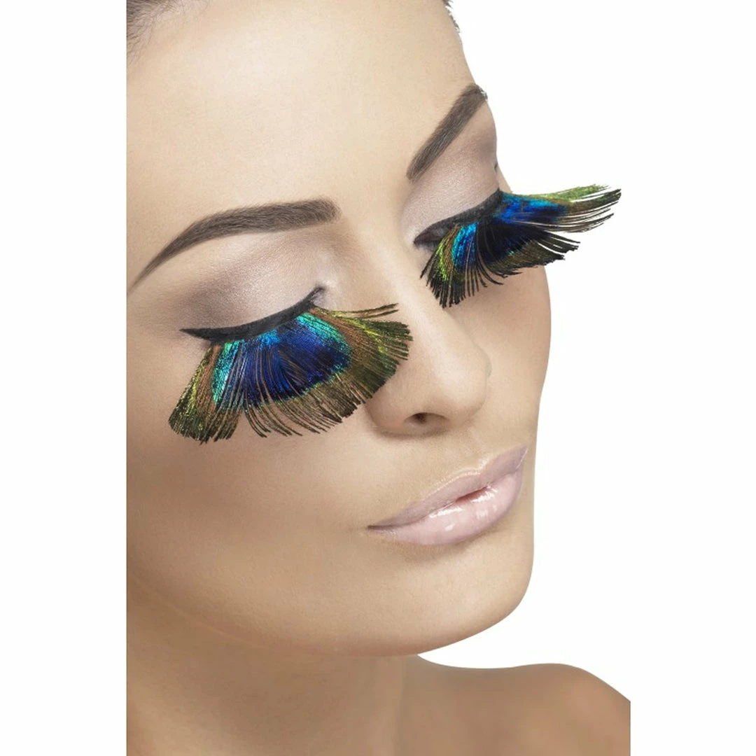Smiffy's Fever False Eyelashes - Peacock Feathers