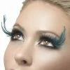 Smiffy's Fever False Eyelashes - Black With Teal Feather Plumes