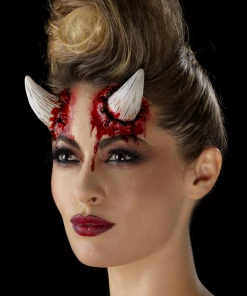 Smiffy's Make-up FX Realistic White Devil Horns - Latex Prosthetics
