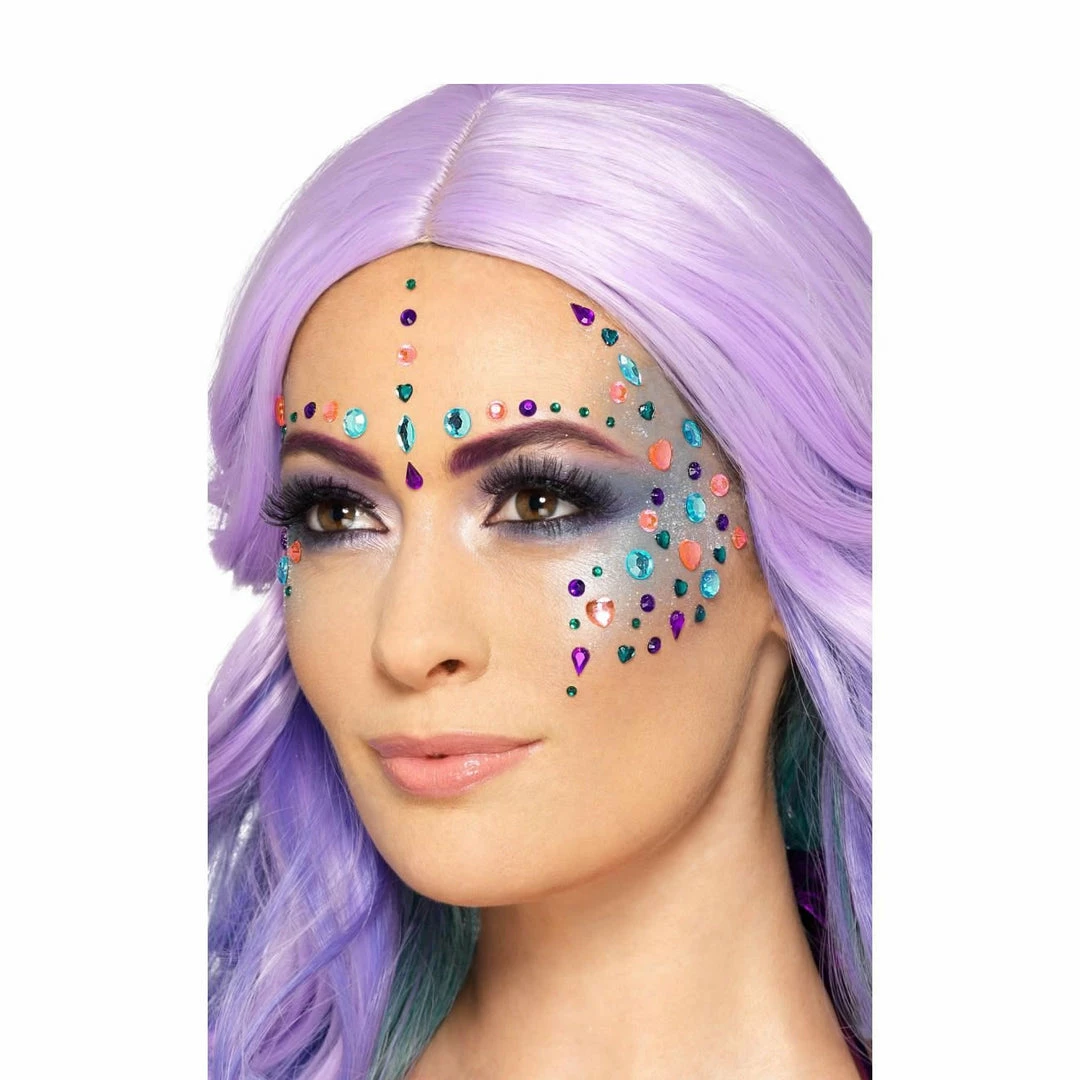Smiffy's Make-up FX 100 Self-adhesive Face Gems - Unicorn Pastels Glitter