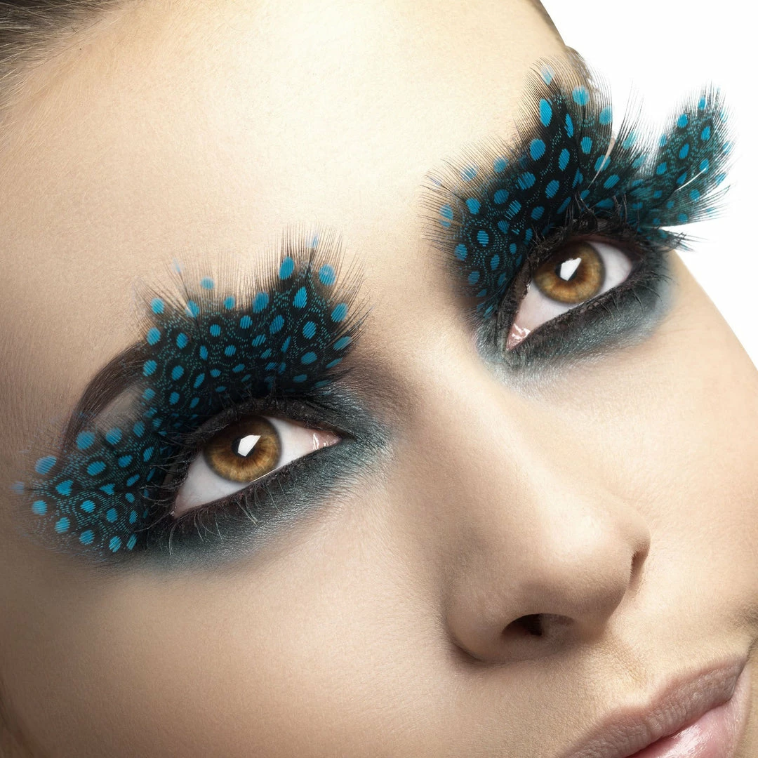 Smiffy's Fever False Eyelashes - Aqua Dot Large Feathered