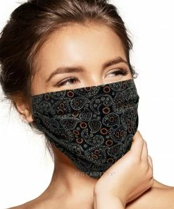 Pebbles Of Leeds Face Masks Pebbles Handmade Pleated Cotton Face Mask - Paisley Burnt Orange
