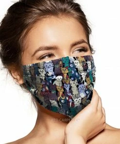 Pebbles Of Leeds Pebbles Handmade Pleated Cotton Face Mask - Cats