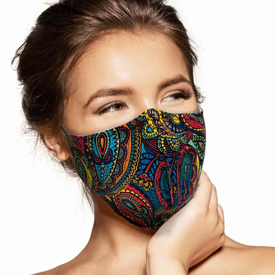 Pebbles Of Leeds Face Masks Pebbles Handmade Contoured Cotton Face Mask - Chromatic Paisley