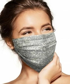 Pebbles Of Leeds Pebbles Handmade Pleated Cotton Face Mask - Classic Grey Floral Face Masks