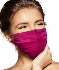 Pebbles Of Leeds Pebbles Handmade Pleated Cotton Face Mask - Magenta Pink