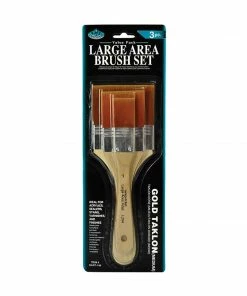 Royal & Langnickel Gold Taklon 3 Piece Large Flat Brush Set