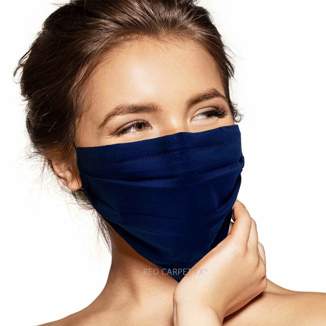 Pebbles Of Leeds Pebbles Handmade Pleated Cotton Face Mask - Navy Blue