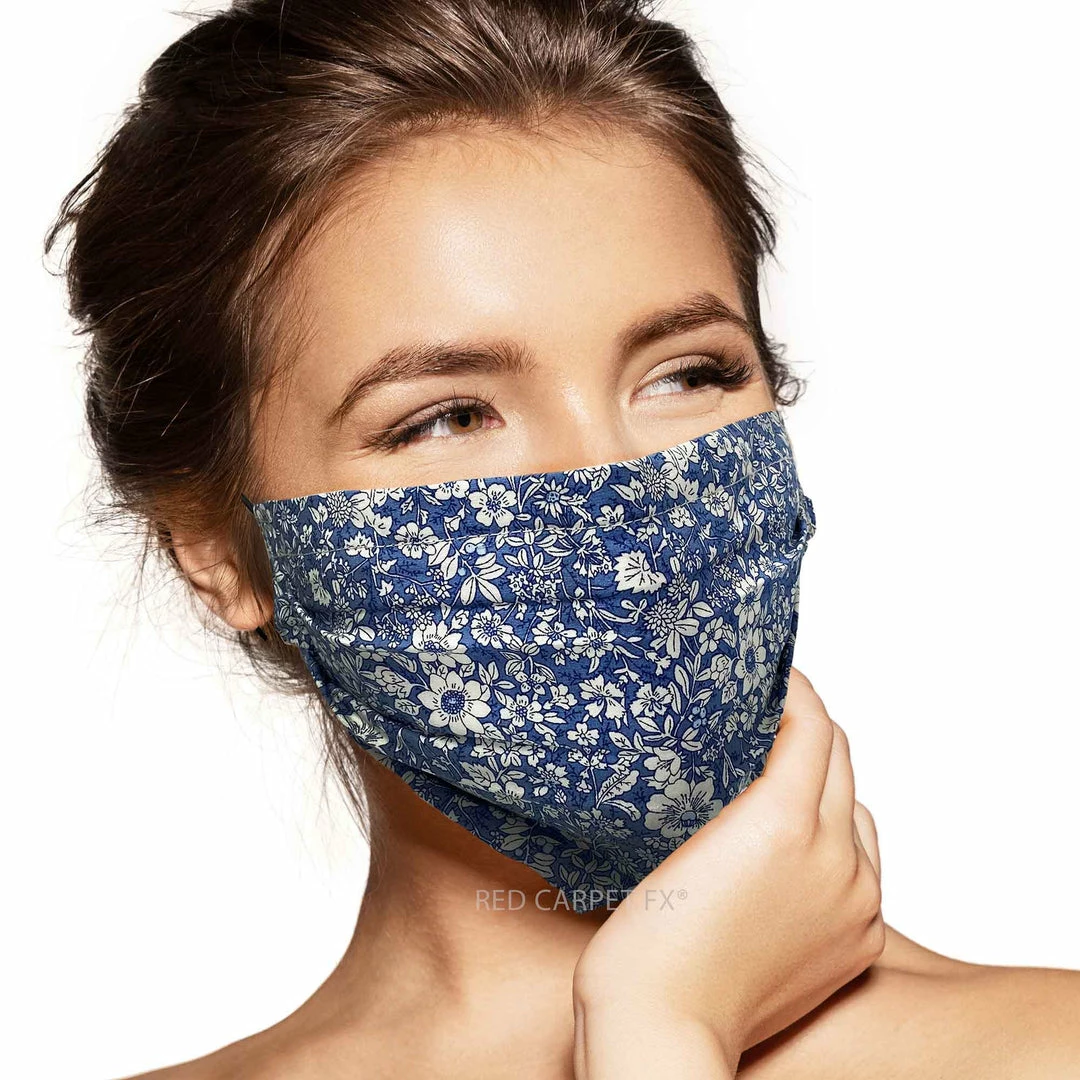 Pebbles Of Leeds Pebbles Handmade Pleated Cotton Face Mask - Navy Floral Face Masks