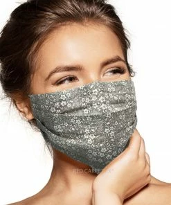 Pebbles Of Leeds Pebbles Handmade Pleated Cotton Face Mask - New Grey Floral Face Masks