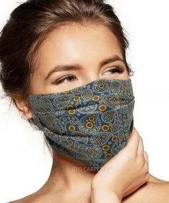 Pebbles Of Leeds Face Masks Pebbles Handmade Pleated Cotton Face Mask - Paisley Orange