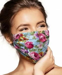 Pebbles Of Leeds Face Masks Pebbles Handmade Pleated Cotton Face Mask - Peonies