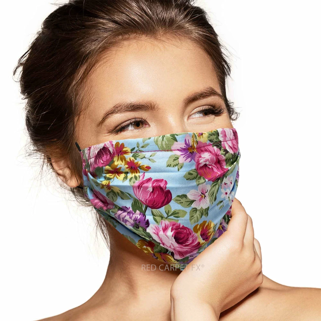 Pebbles Of Leeds Face Masks Pebbles Handmade Pleated Cotton Face Mask - Peonies
