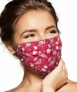 Pebbles Of Leeds Face Masks Pebbles Handmade Pleated Cotton Face Mask - Pink Flamingos
