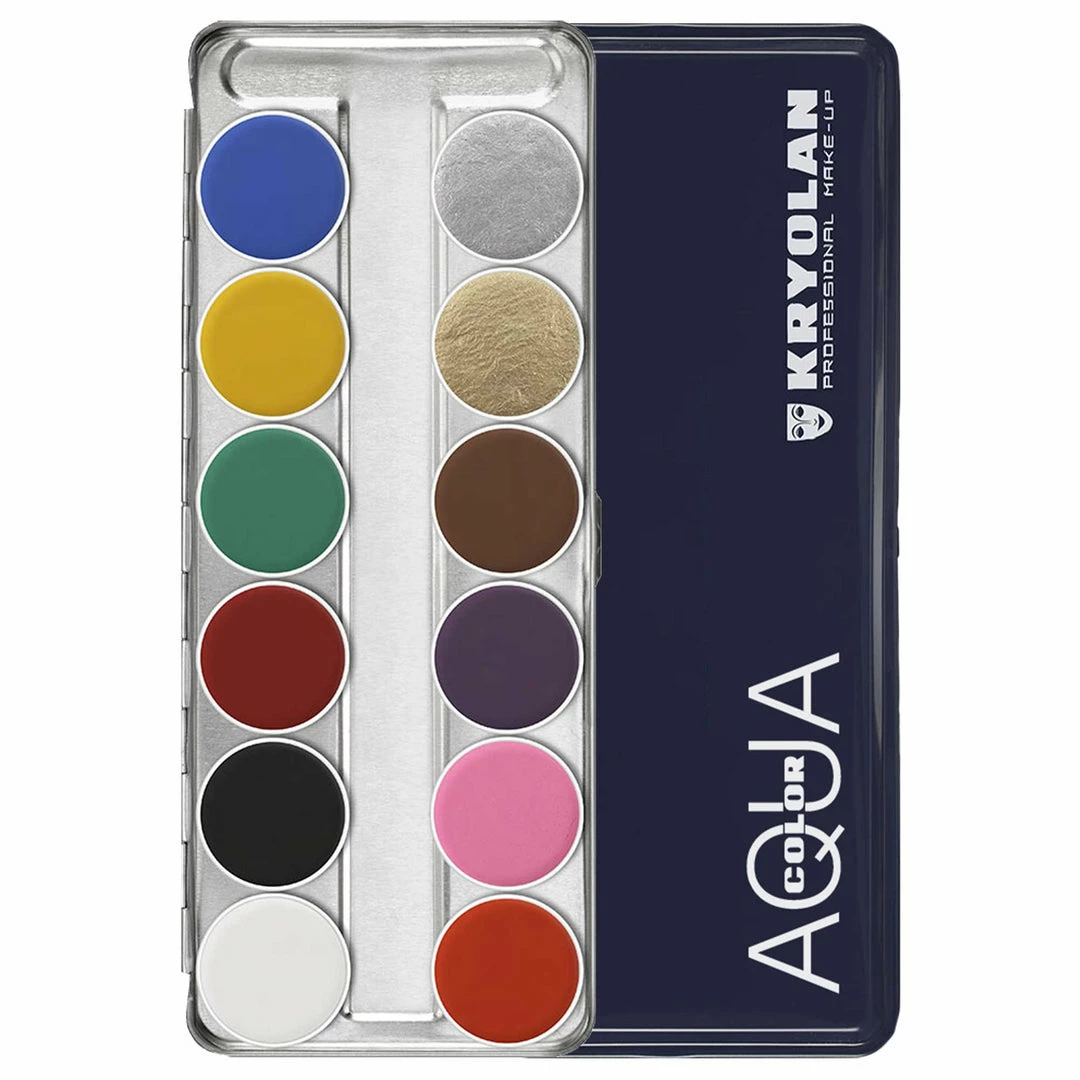 Kryolan AQUACOLOR 12 Palette - Face & Body Paint - SN