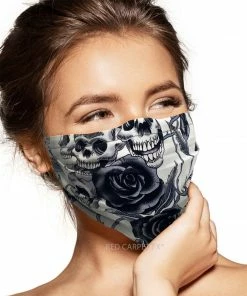 Pebbles Of Leeds Face Masks Pebbles Handmade Pleated Cotton Face Mask - Skull & Roses